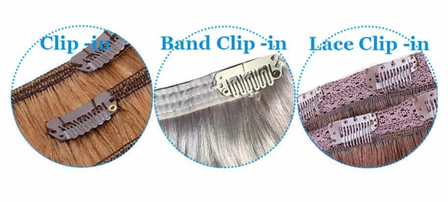 Types clip in hair extensions